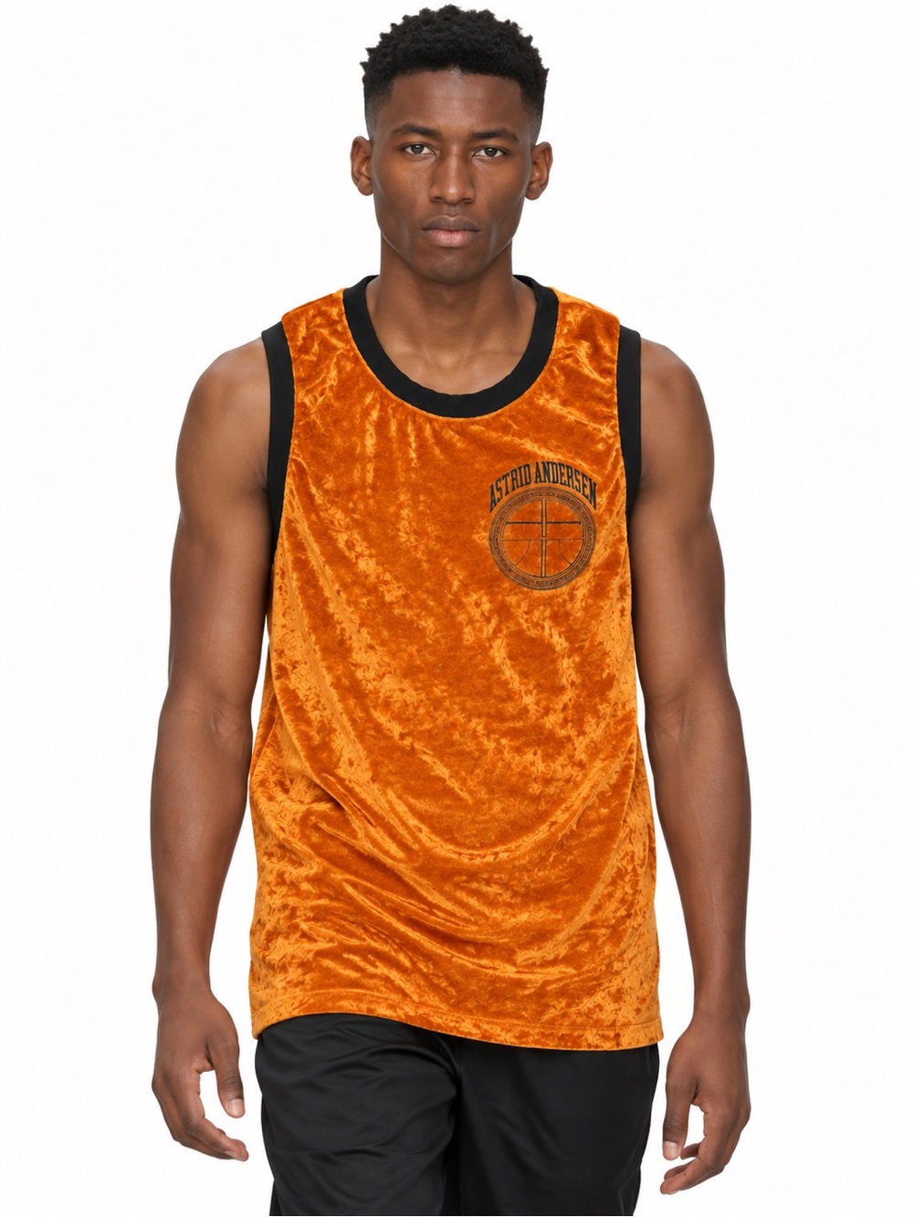 Astrid Andersen Archival Orange Velvet Tank Top Jersey Size M